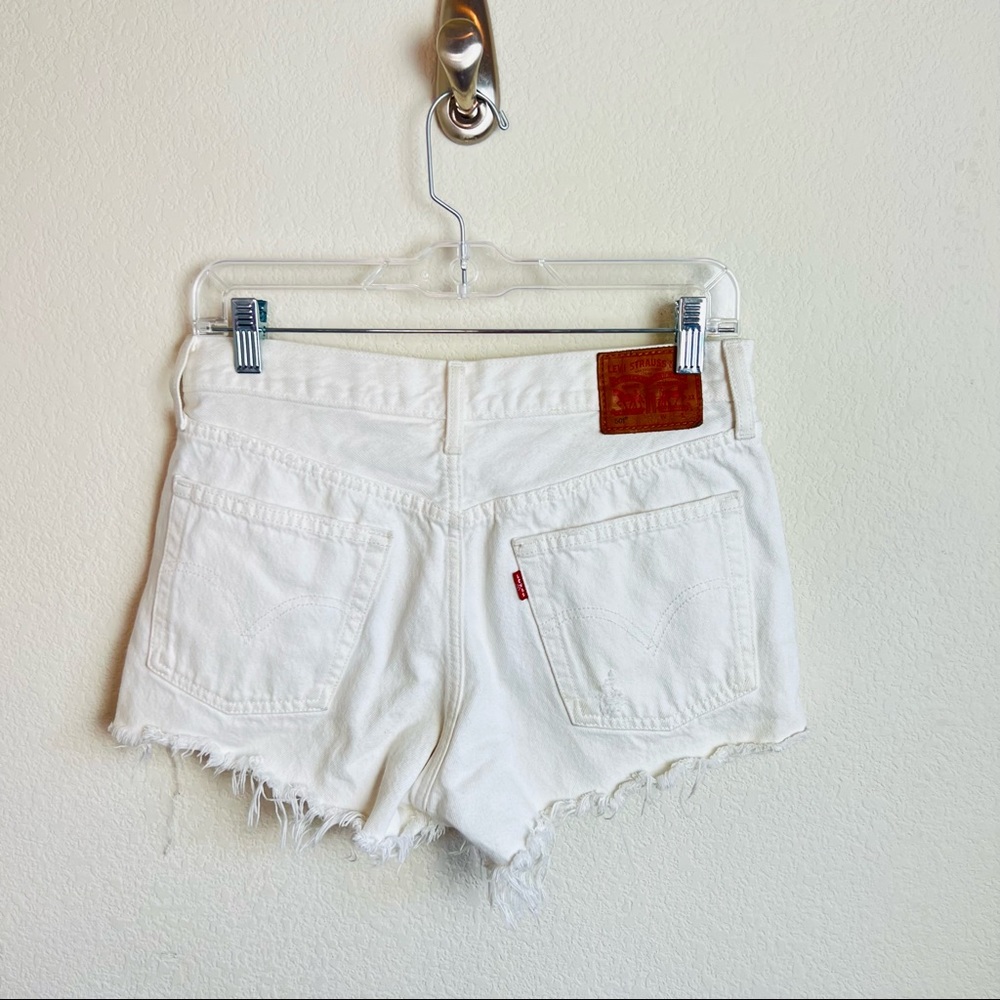 Levi’s 501 White High Waisted Button Fly Denim Jean Shorts